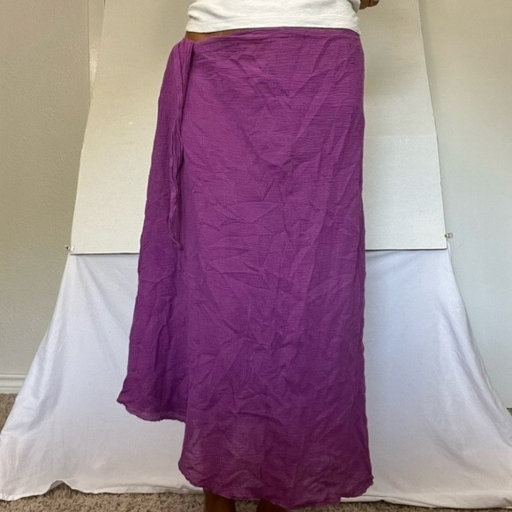 Victoria's Secret Swim Cover Up Skirt, Sheer Gauzy Cotton, Tie Waist, Purple, S
